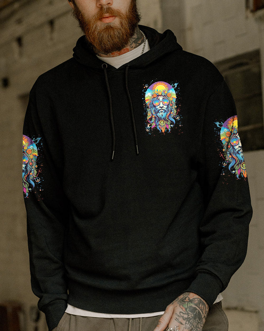 Old Hippies Into Crazy Grandparents Funny Hippie Grandpa Peace Sign Graphic AOP Shirts _6_ cqDvQ