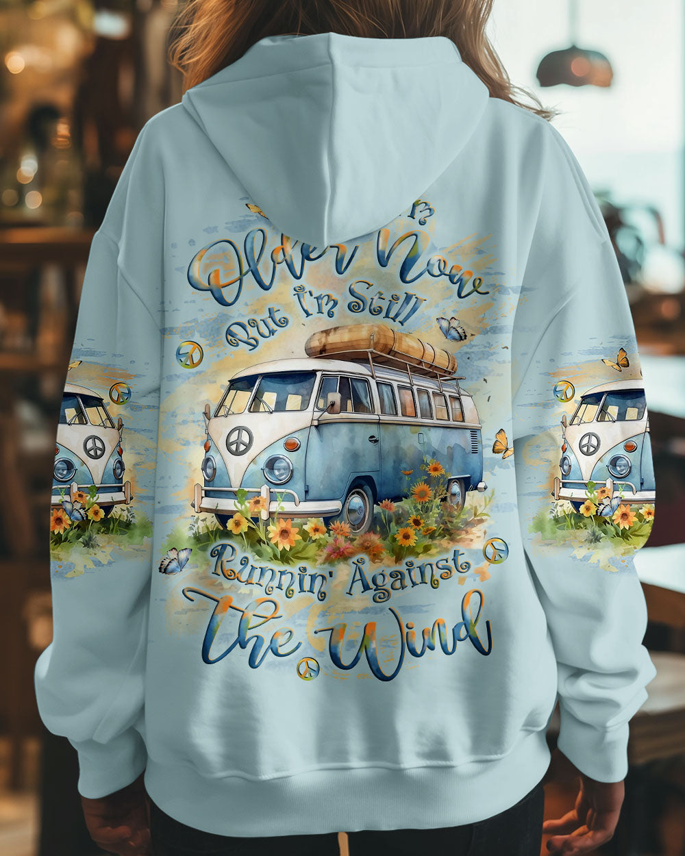 Older Now But I_E2_80_99m Still Runnin Against The Wind Blue VW Van and Sunflower AOP Shirts _10_ 0i8gT