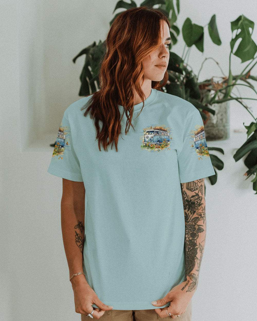 Older Now But I_E2_80_99m Still Runnin Against The Wind Blue VW Van and Sunflower AOP Shirts _11_ zmSFe