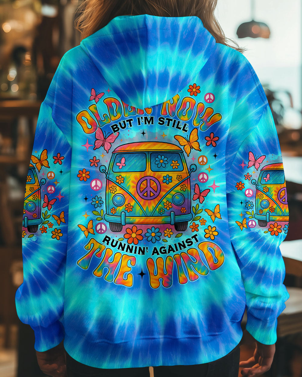 Older Now But I_E2_80_99m Still Runnin_E2_80_99 Against the Wind Blue Tie Dye Peace Van AOP Shirts _8_ VPyAj