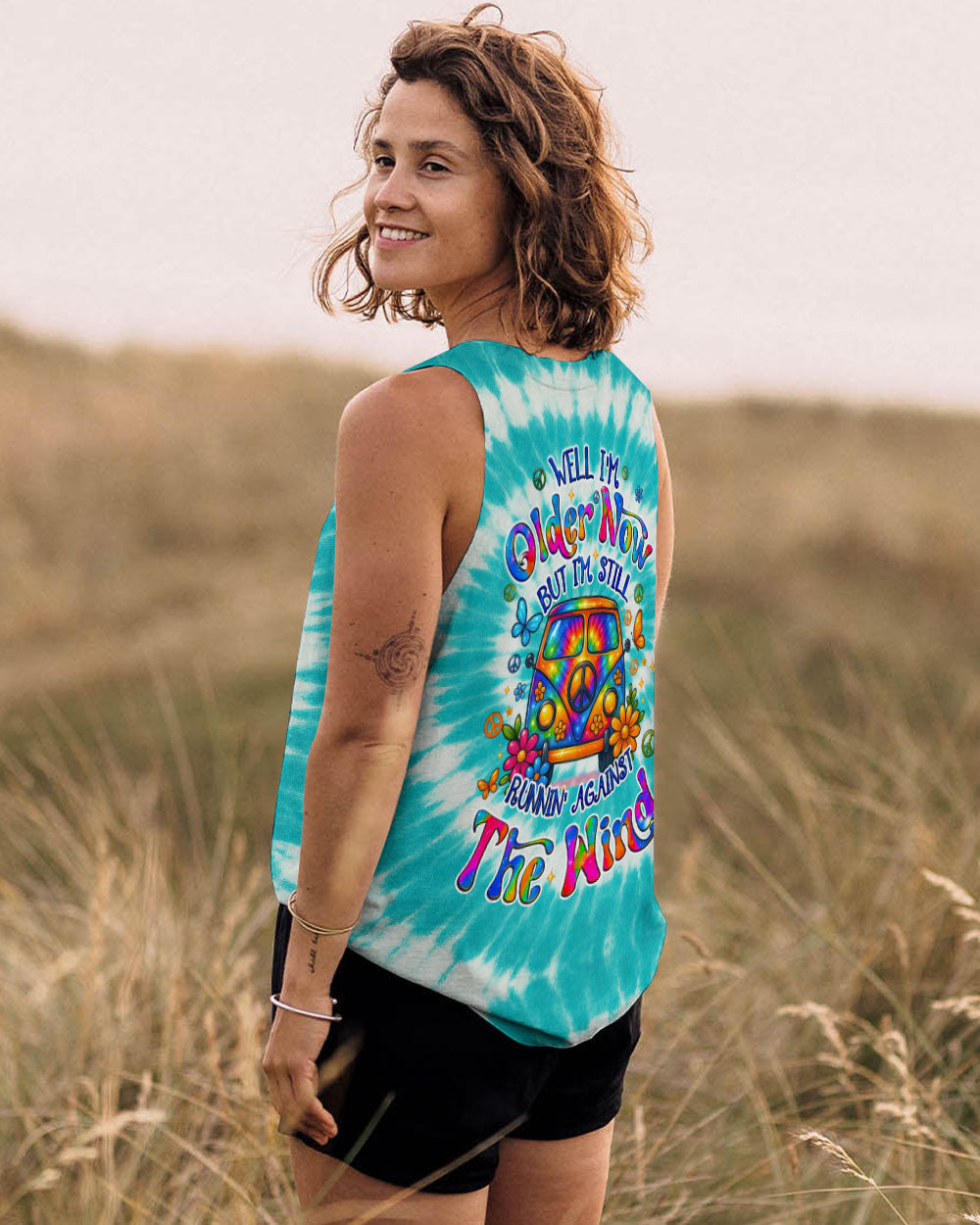 Older Now But I_E2_80_99m Still Runnin_E2_80_99 Against the Wind Hippie Bus Tie Dye Graphic AOP Shirts _14_ Iq2ZA