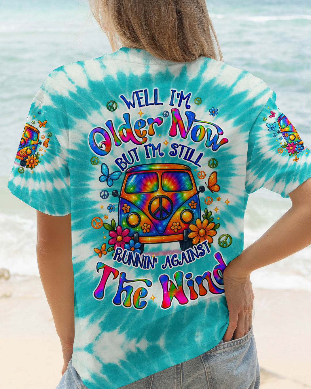 Older Now But I_E2_80_99m Still Runnin_E2_80_99 Against the Wind Hippie Bus Tie Dye Graphic AOP Shirts _1_ ozAp1