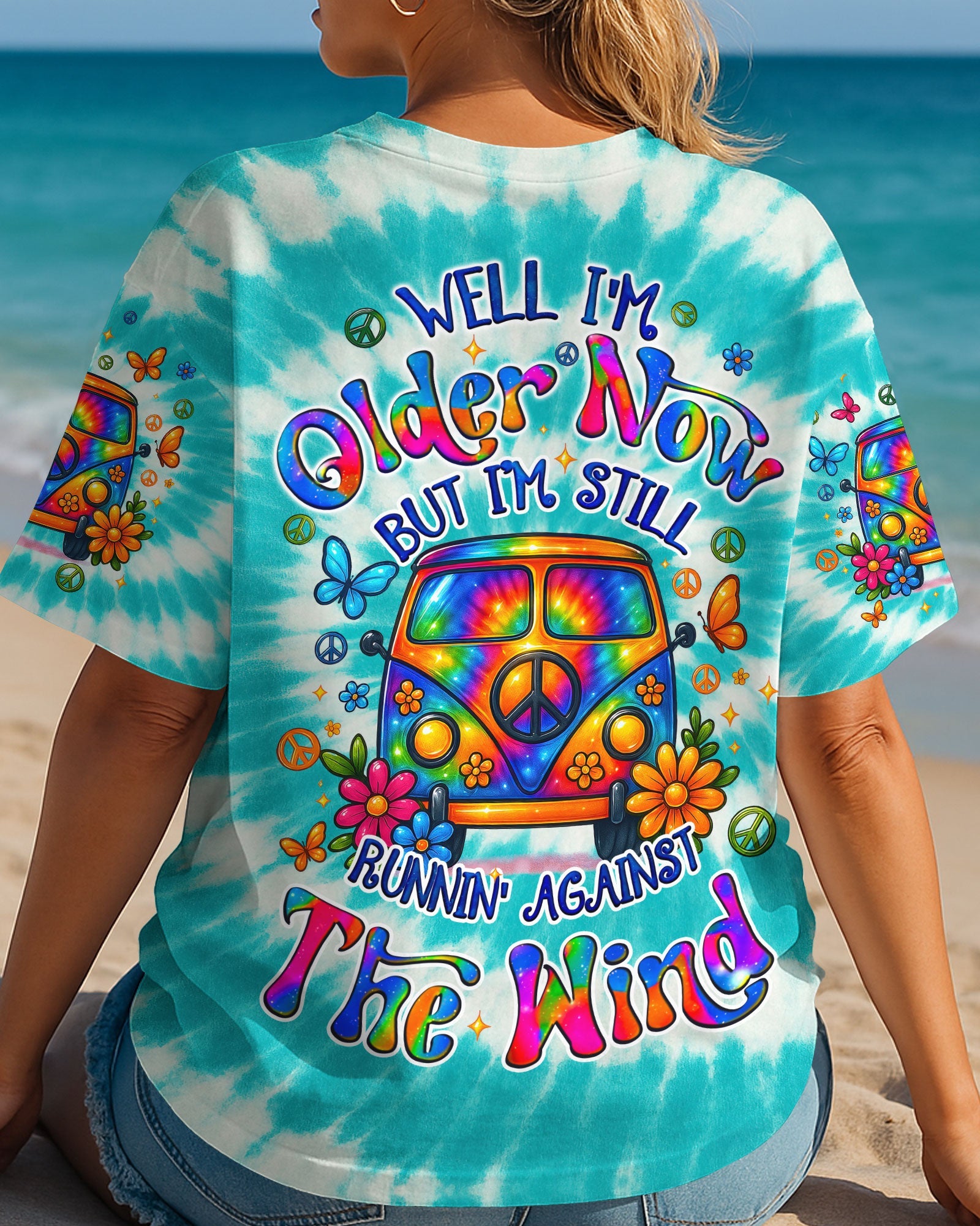 Older Now But I_E2_80_99m Still Runnin_E2_80_99 Against the Wind Hippie Bus Tie Dye Graphic AOP Shirts _5_ QAzLV