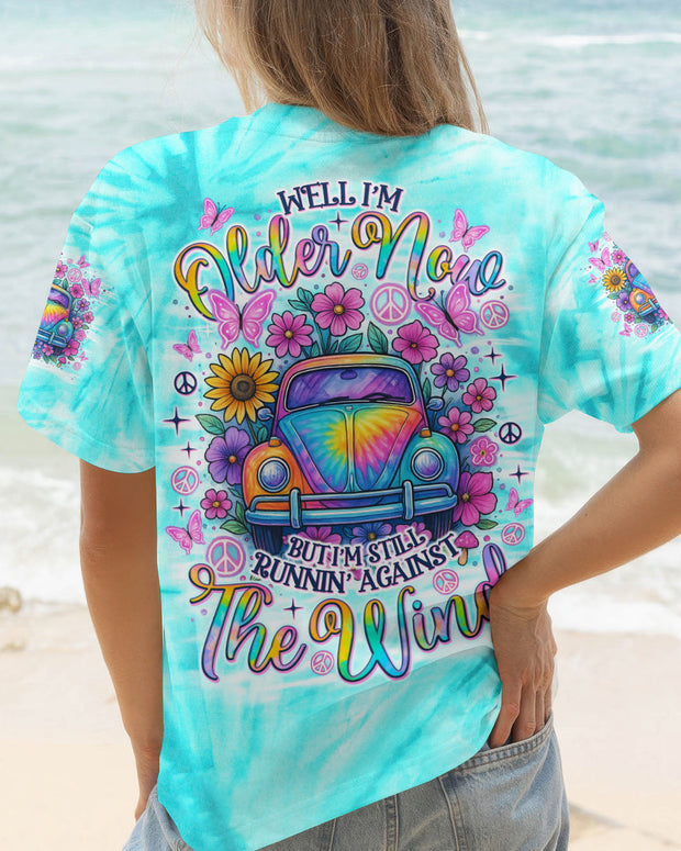 Older Now But I?m Still Runnin? Against the Wind - Hippie Flower Retro Car - AOP Shirts