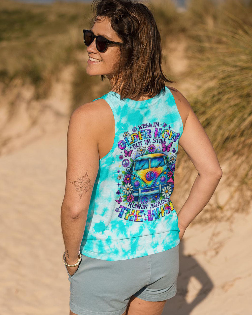 Older Now But I_E2_80_99m Still Runnin_E2_80_99 Against the Wind Hippie Van Tie Dye AOP Shirts _13_ vRkFI