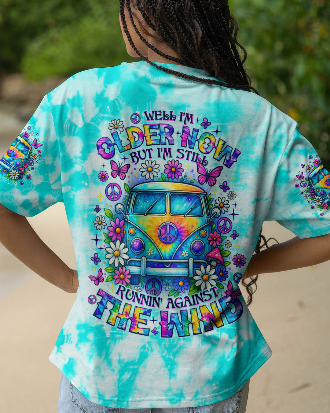 Older Now But I_E2_80_99m Still Runnin_E2_80_99 Against the Wind Hippie Van Tie Dye AOP Shirts _1_ NJwrn