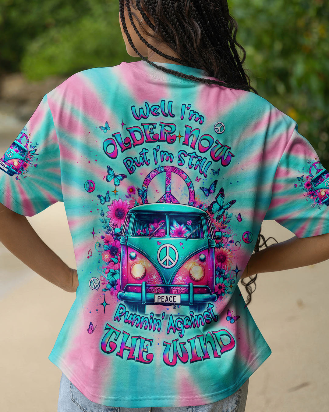 Older Now But I_E2_80_99m Still Runnin_E2_80_99 Against the Wind Hippie Van Tie Dye Design AOP Shirts _1_ m72r2