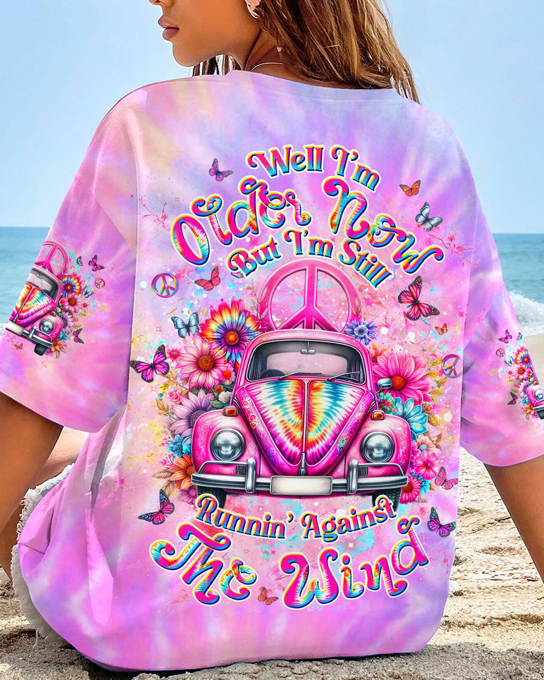 Older Now But I_E2_80_99m Still Runnin_E2_80_99 Against the Wind Pink Tie Dye Hippie Retro Car AOP Shirts _4_ WbJQx