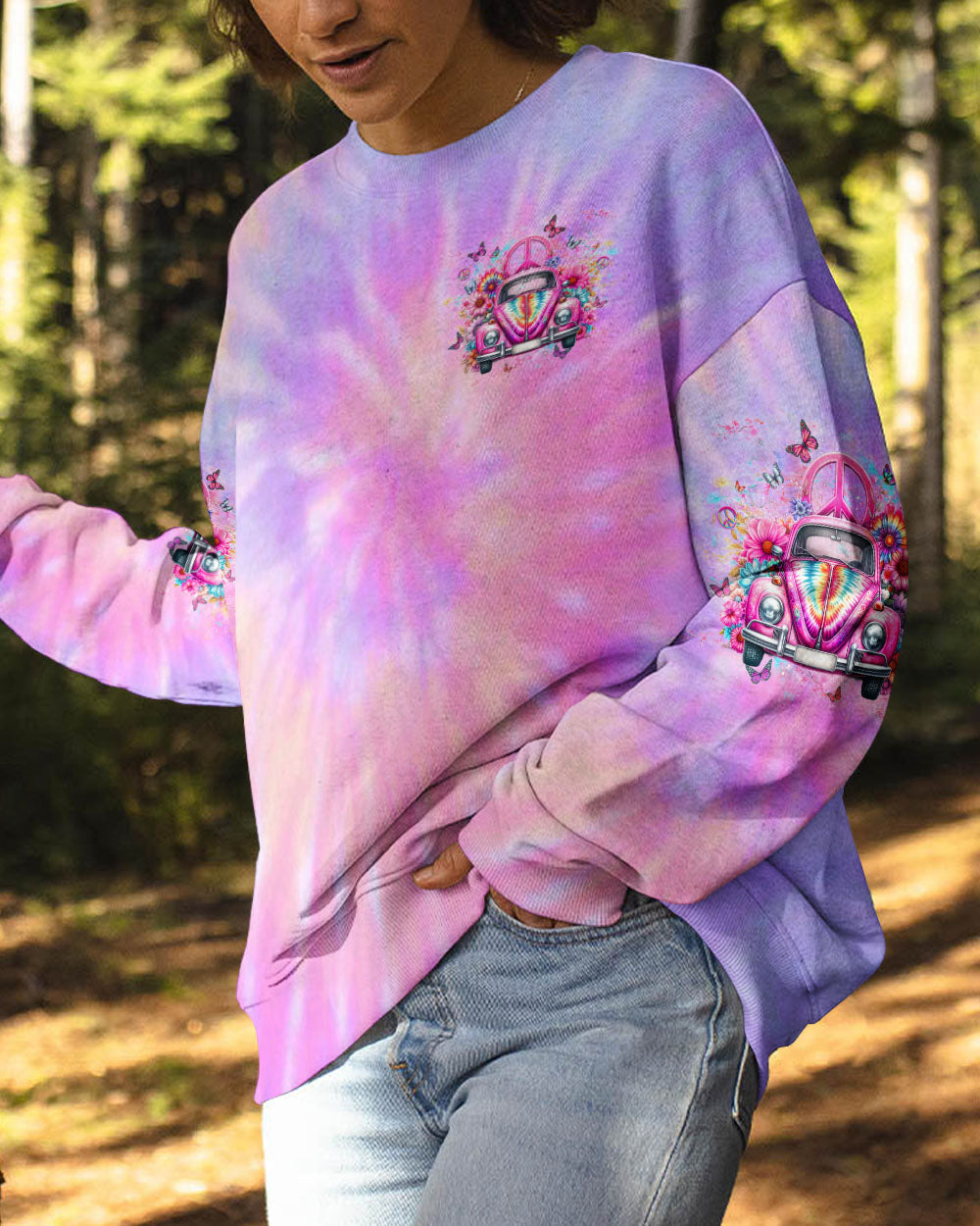 Older Now But I_E2_80_99m Still Runnin_E2_80_99 Against the Wind Pink Tie Dye Hippie Retro Car AOP Shirts _9_ jCHHx