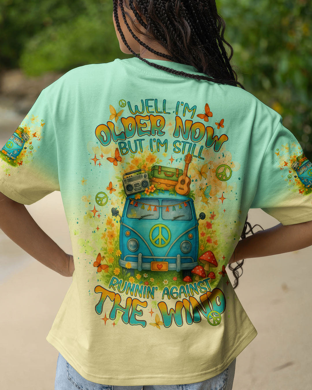 Older Now But I_E2_80_99m Still Runnin_E2_80_99 Against the Wind Retro Hippie Van AOP Shirts _1_ qQWPa