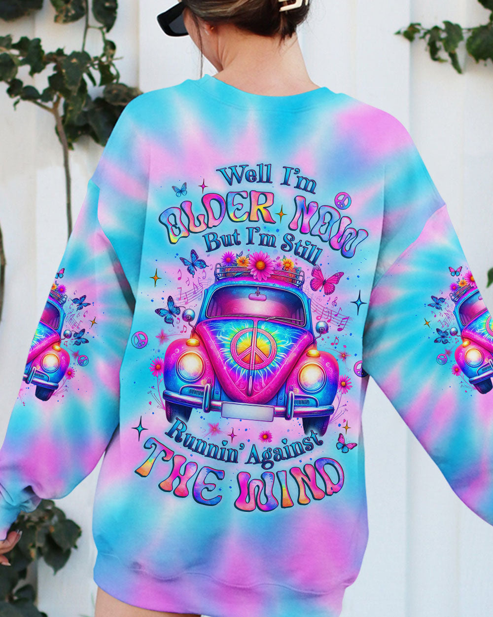 Older Now But I_E2_80_99m Still Runnin_E2_80_99 Against the Wind Tie Dye Hippie Car Graphic AOP Shirts _10_ 76V4B