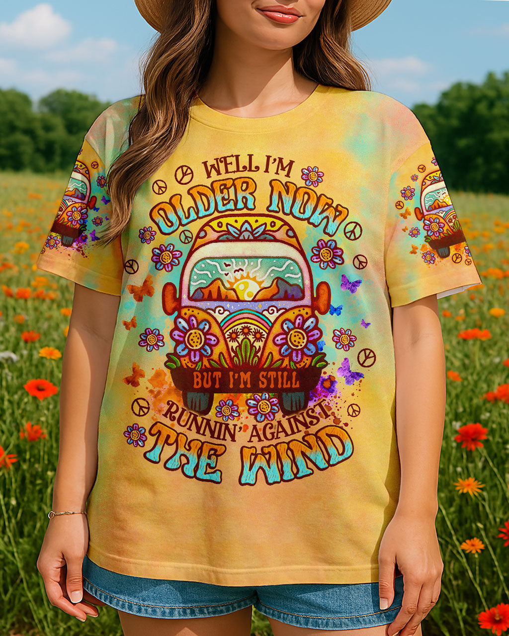 Older Now But I_E2_80_99m Still Runnin_E2_80_99 Against the Wind Yellow Tie Dye Hippie Van AOP Shirts _1_ MfpRi