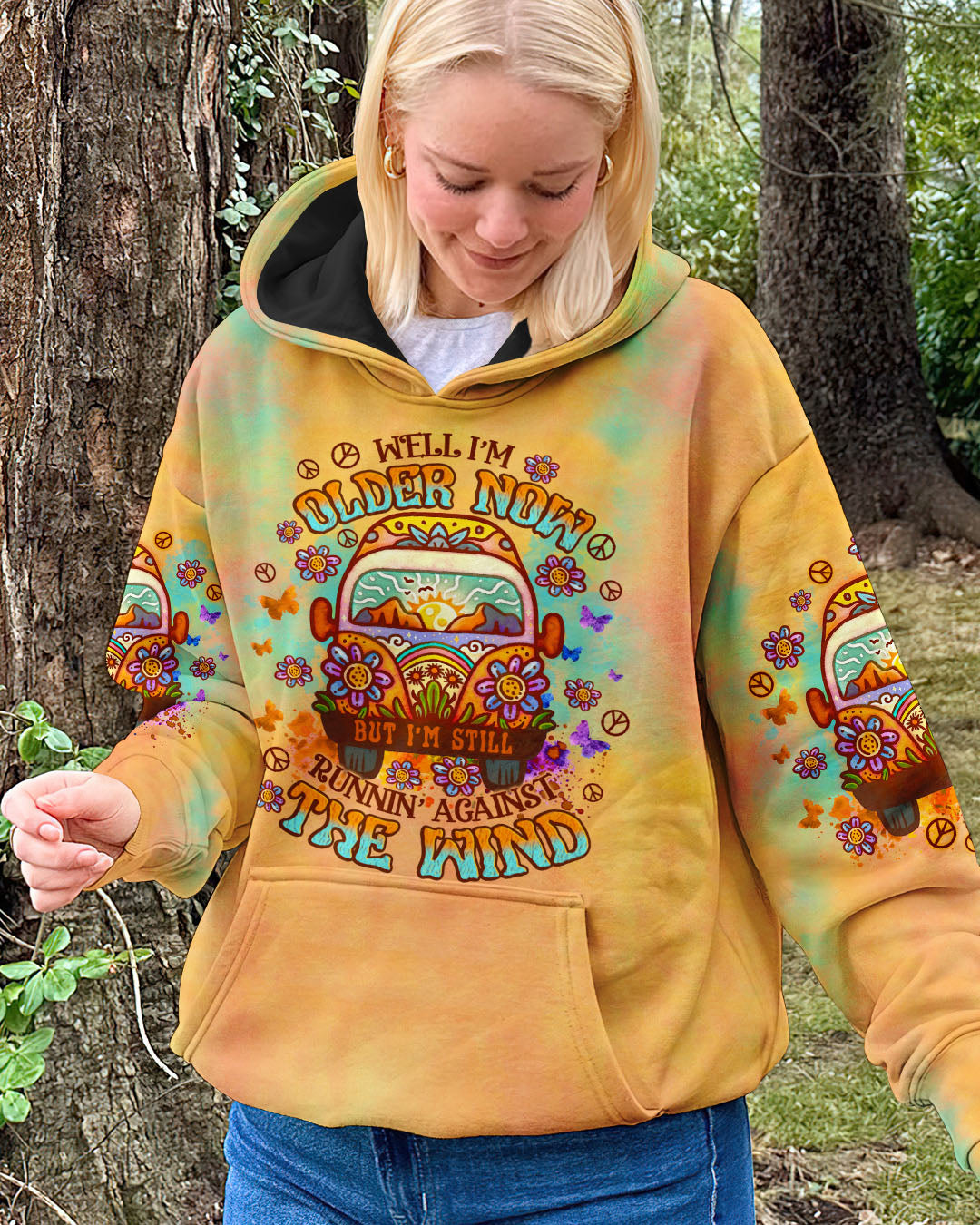 Older Now But I_E2_80_99m Still Runnin_E2_80_99 Against the Wind Yellow Tie Dye Hippie Van AOP Shirts _3_ 75qwp