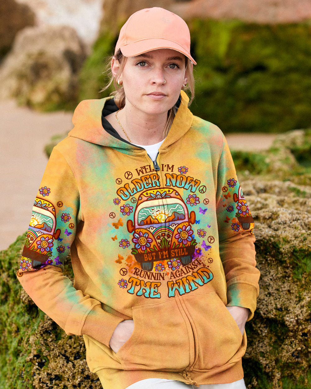 Older Now But I_E2_80_99m Still Runnin_E2_80_99 Against the Wind Yellow Tie Dye Hippie Van AOP Shirts _5_ OnRKV