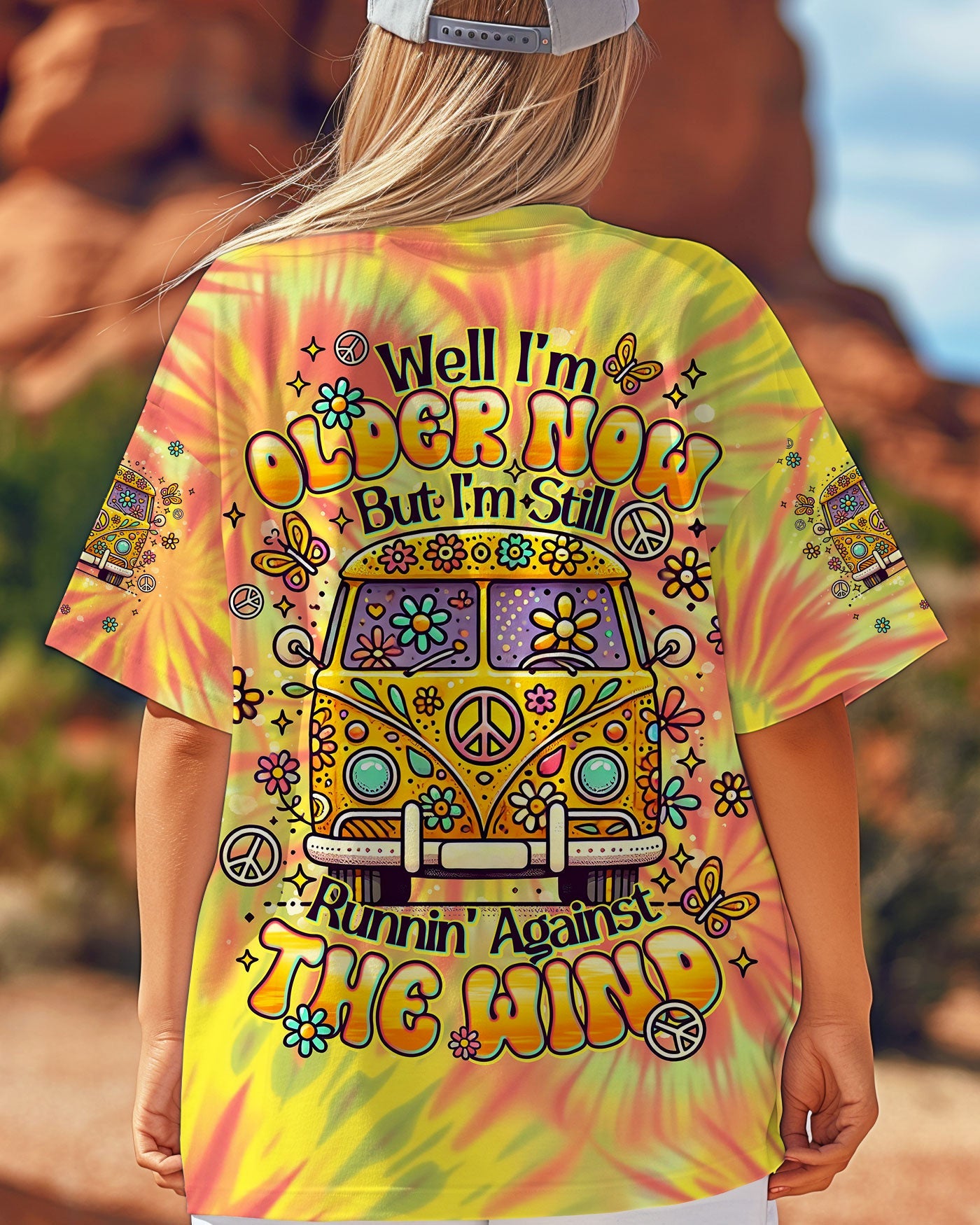 Older Now But I_E2_80_99m Still Runnin_E2_80_99 Against the Wind Yellow Tie Dye Hippie Van Design AOP Shirts _6_ CofQ4