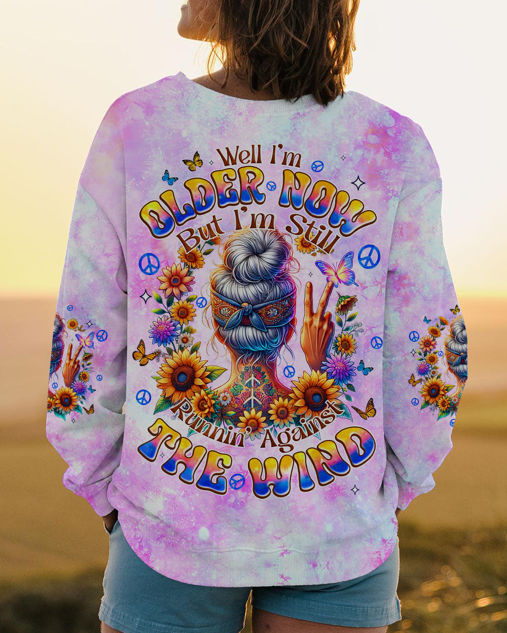 Older Now But Im Still Runnin Against The Sunflower Girl Tie Dye AOP Shirts _10_ pLQft