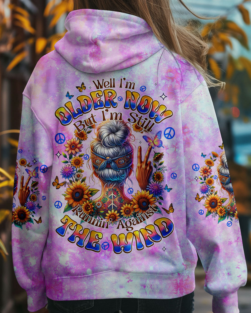 Older Now But Im Still Runnin Against The Sunflower Girl Tie Dye AOP Shirts _1_ 5DAcX