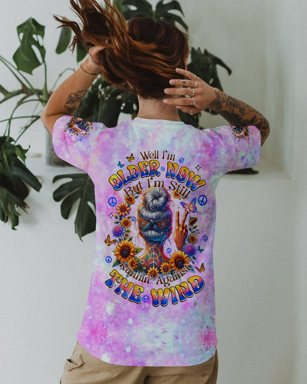 Older Now But Im Still Runnin Against The Sunflower Girl Tie Dye AOP Shirts _4_ Yr5hX