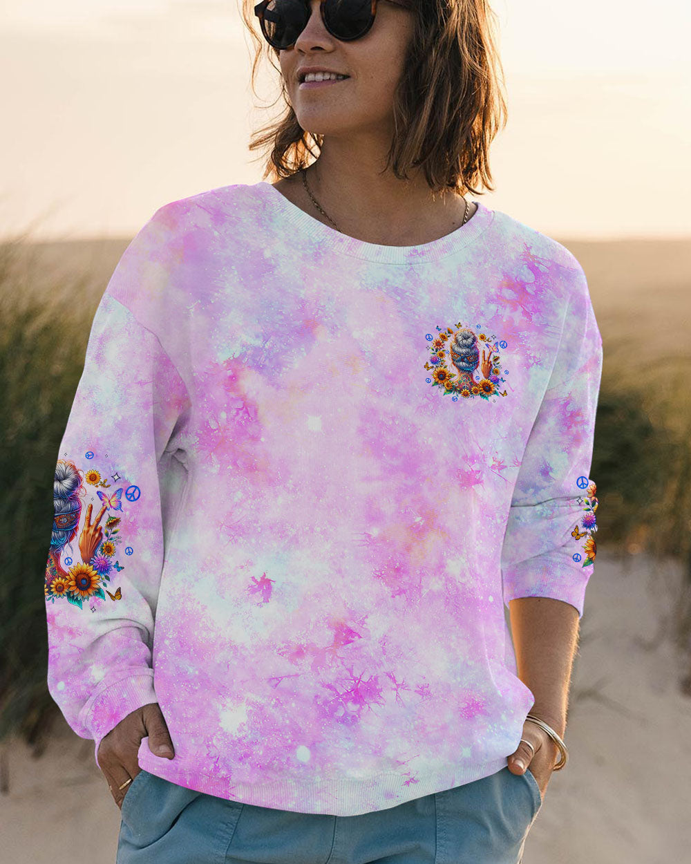 Older Now But Im Still Runnin Against The Sunflower Girl Tie Dye AOP Shirts _9_ KT9jB