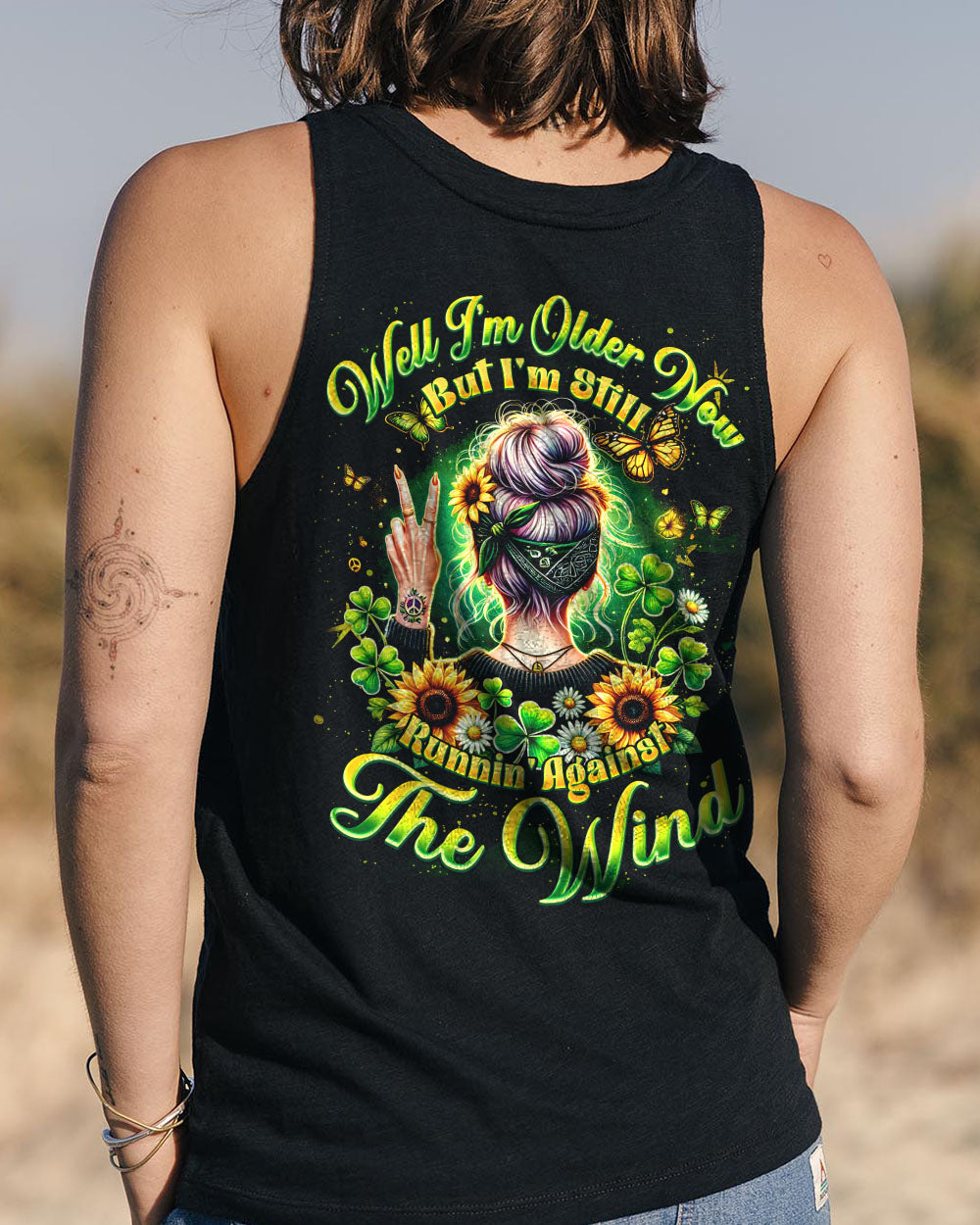 Older Now But Im Still Runnin Against The Wind Hippie Sunflower Girl AOP Shirts _11_ OMMff
