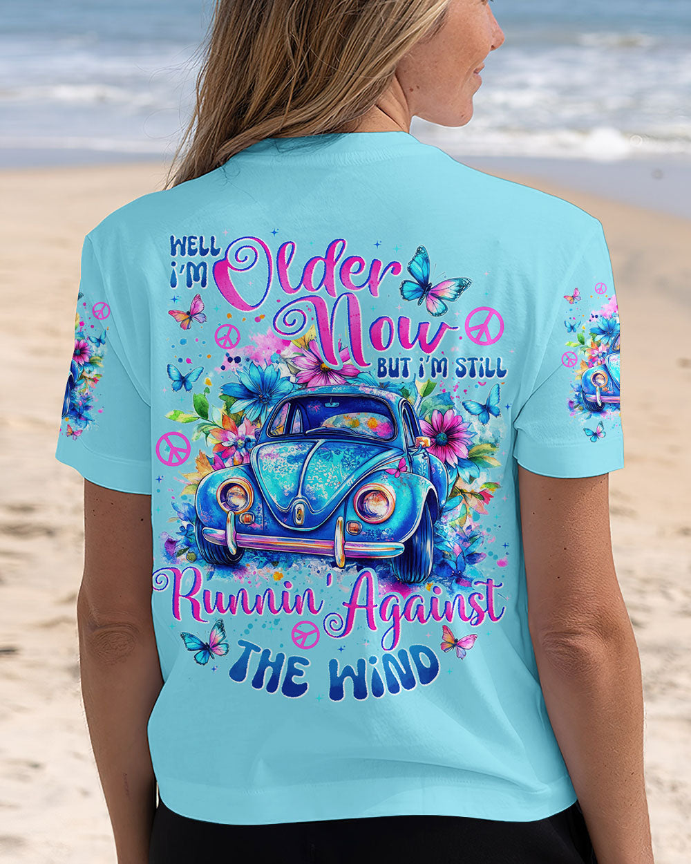 Older Now But Im Still Runnin Against the Wind Blue Retro Car Graphic AOP Shirts _5_ dyO3H