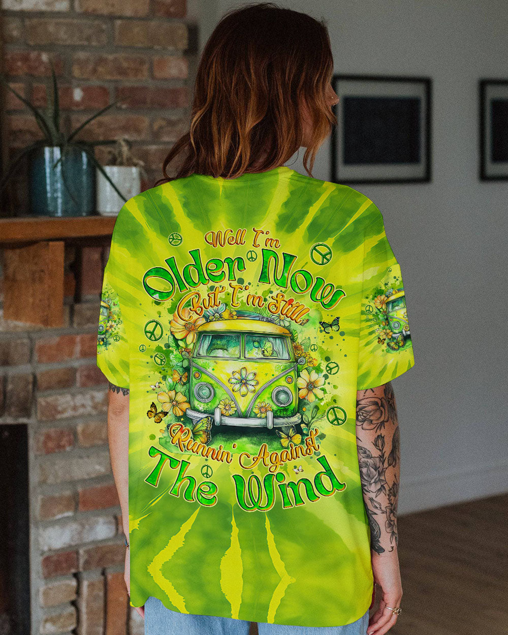 Older Now But Im Still Runnin Against the Wind Green Tie Dye Hippie Van AOP Shirts _10_ b2zti