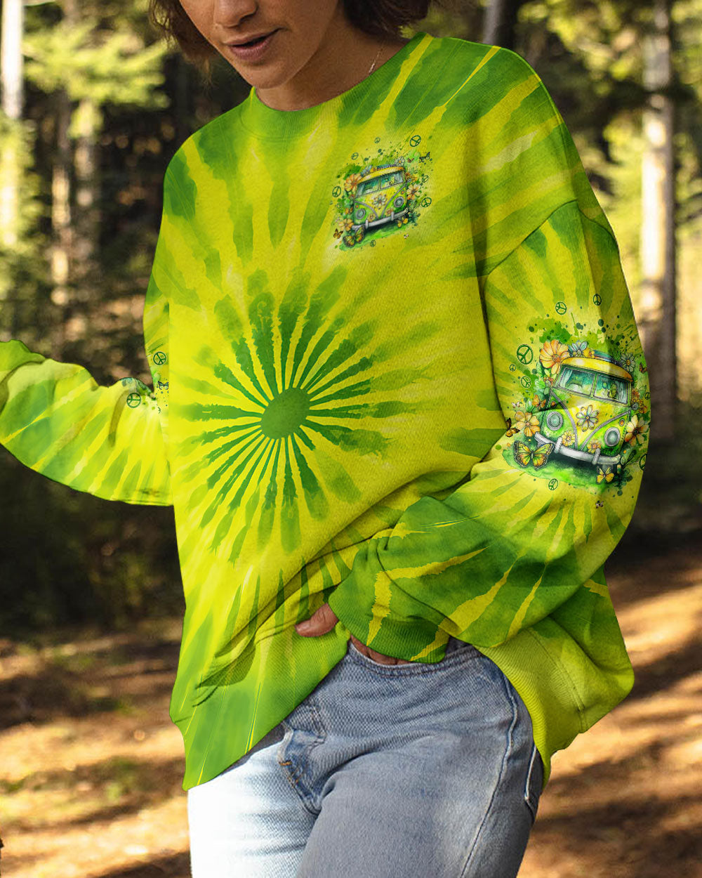 Older Now But Im Still Runnin Against the Wind Green Tie Dye Hippie Van AOP Shirts _2_ KuYR1