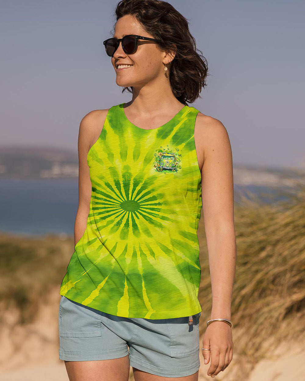 Older Now But Im Still Runnin Against the Wind Green Tie Dye Hippie Van AOP Shirts _6_ VODkS