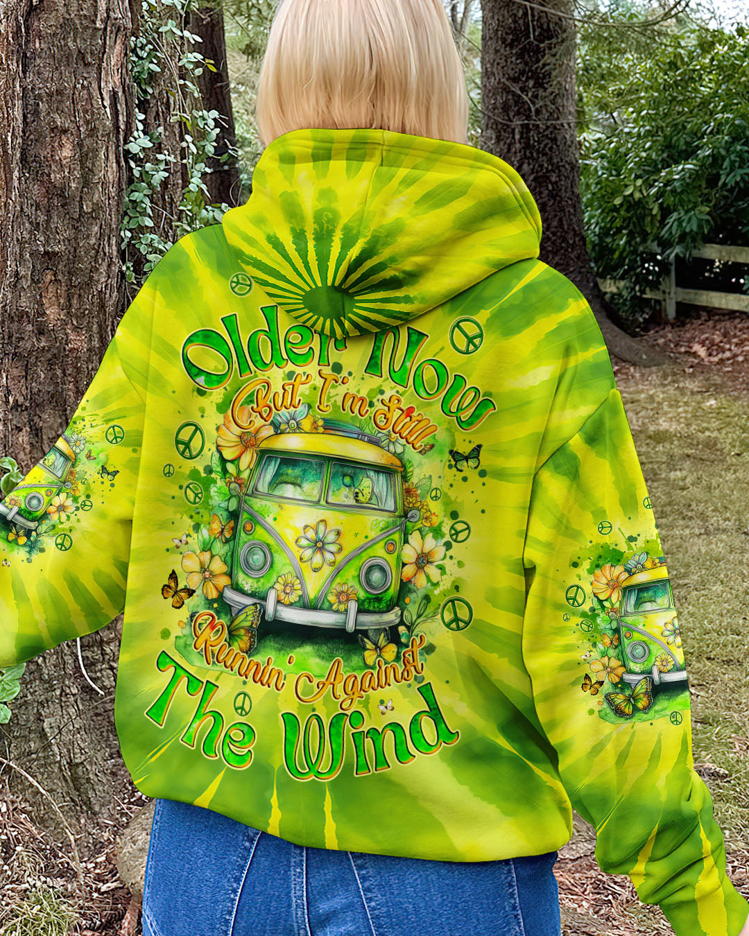 Older Now But Im Still Runnin Against the Wind Green Tie Dye Hippie Van AOP Shirts _8_ 7BdWZ