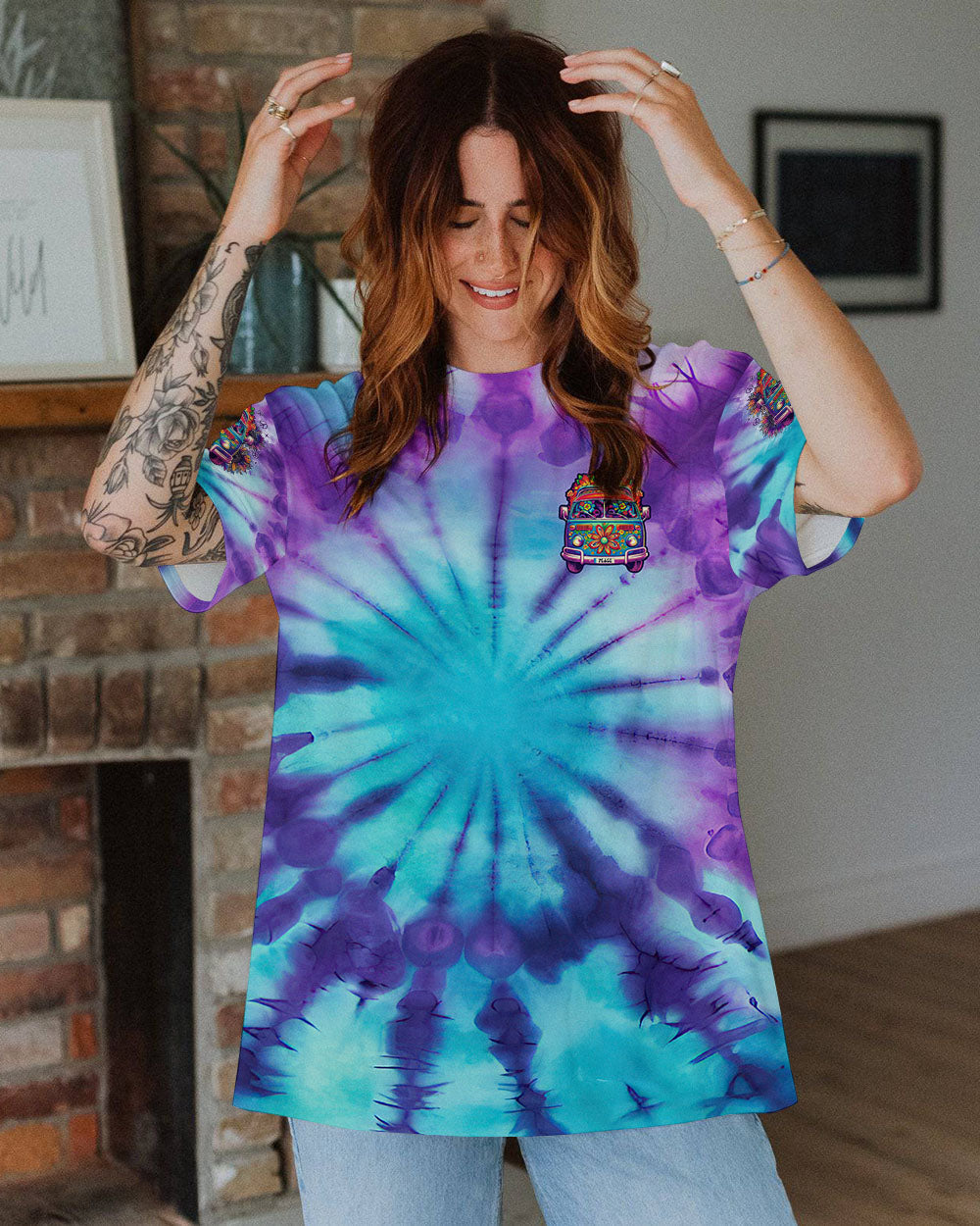 Older Now But Im Still Runnin Against the Wind Psychedelic Bus Tie Dye AOP Shirts _11_ hETFv
