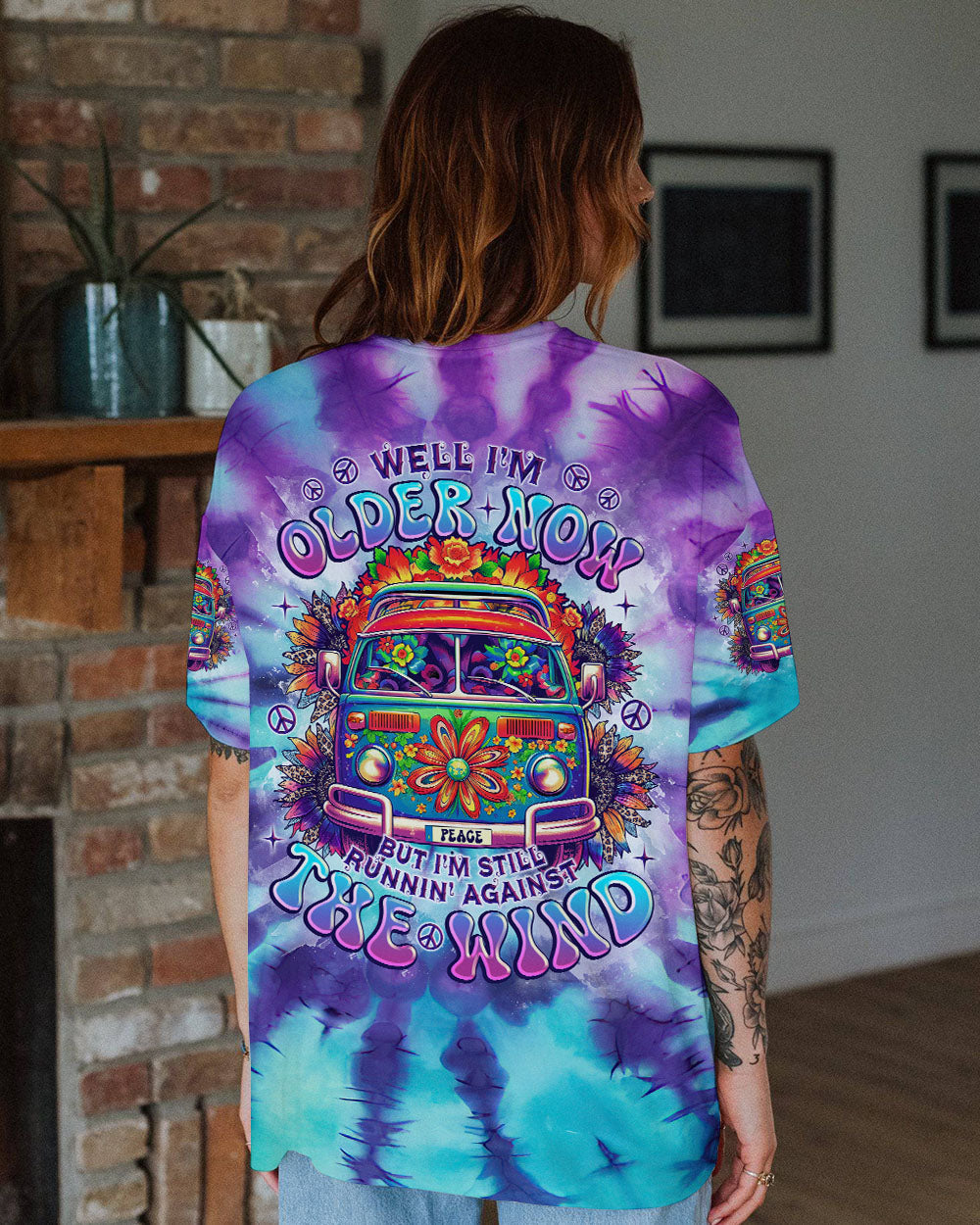 Older Now But Im Still Runnin Against the Wind Psychedelic Bus Tie Dye AOP Shirts _12_ j5wSb