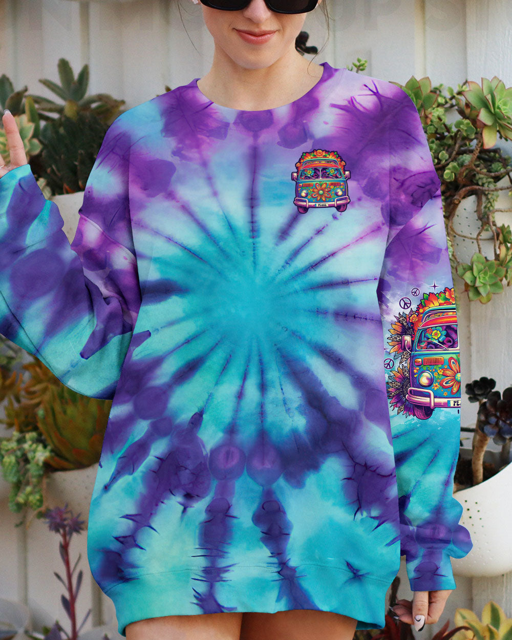 Older Now But Im Still Runnin Against the Wind Psychedelic Bus Tie Dye AOP Shirts _4_ PvCsA