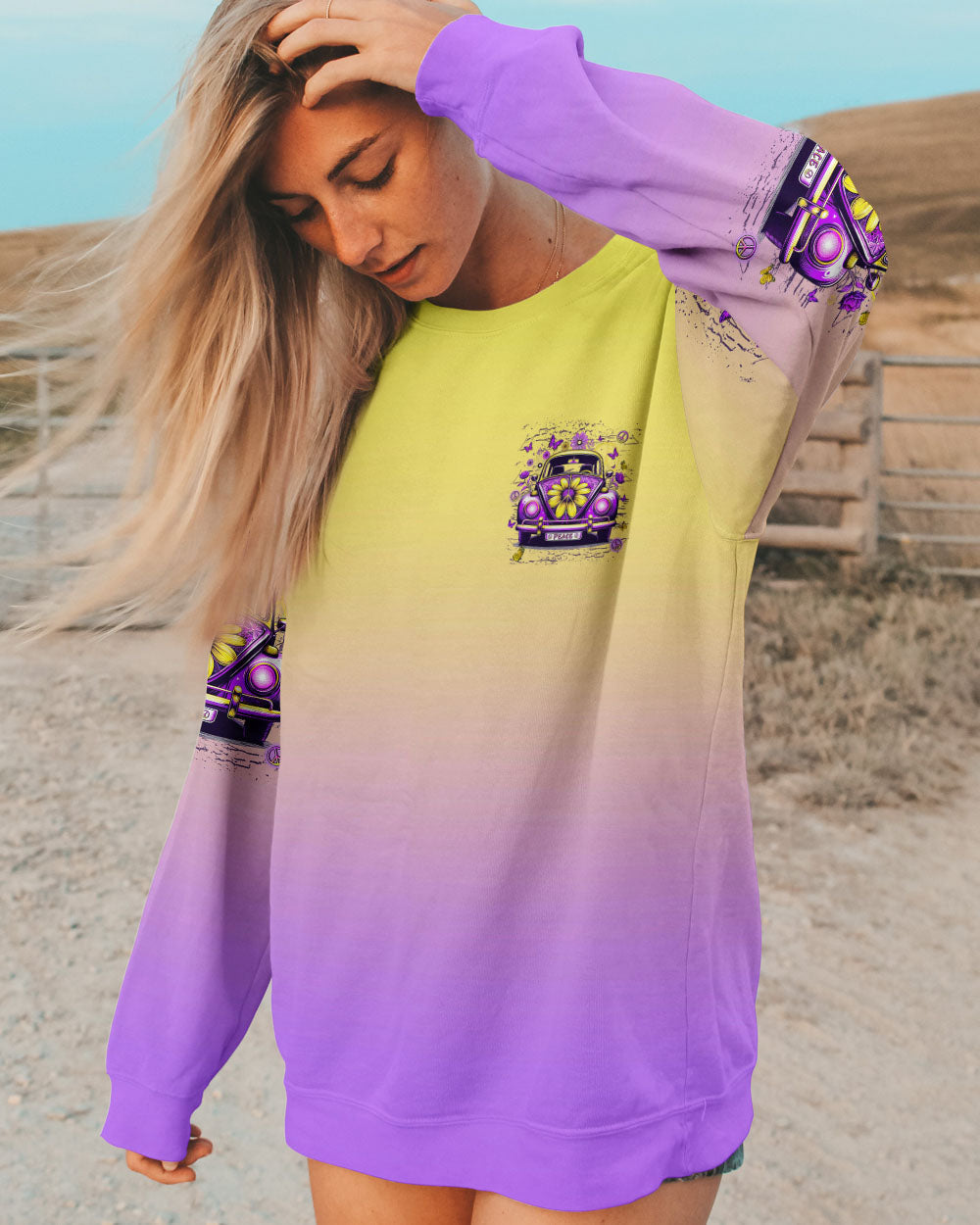 Older Now But Im Still Runnin Against the Wind Purple Peace Car Graphic AOP Shirts _2_ bTvhn