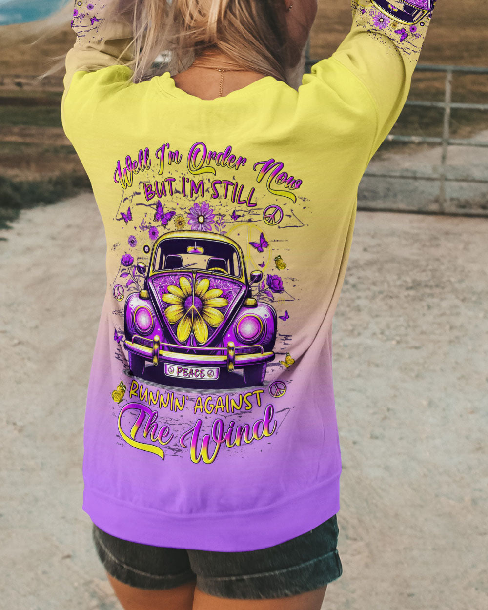 Older Now But Im Still Runnin Against the Wind Purple Peace Car Graphic AOP Shirts _3_ zWis8