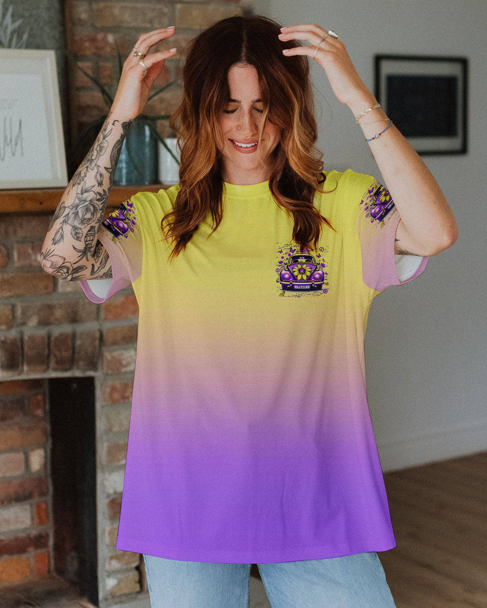 Older Now But Im Still Runnin Against the Wind Purple Peace Car Graphic AOP Shirts _5_ RVcye