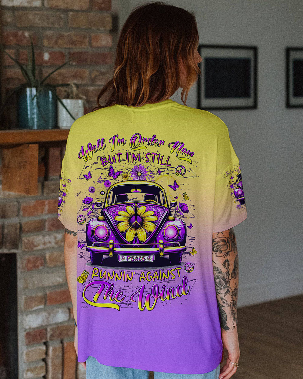 Older Now But Im Still Runnin Against the Wind Purple Peace Car Graphic AOP Shirts _6_ elor0