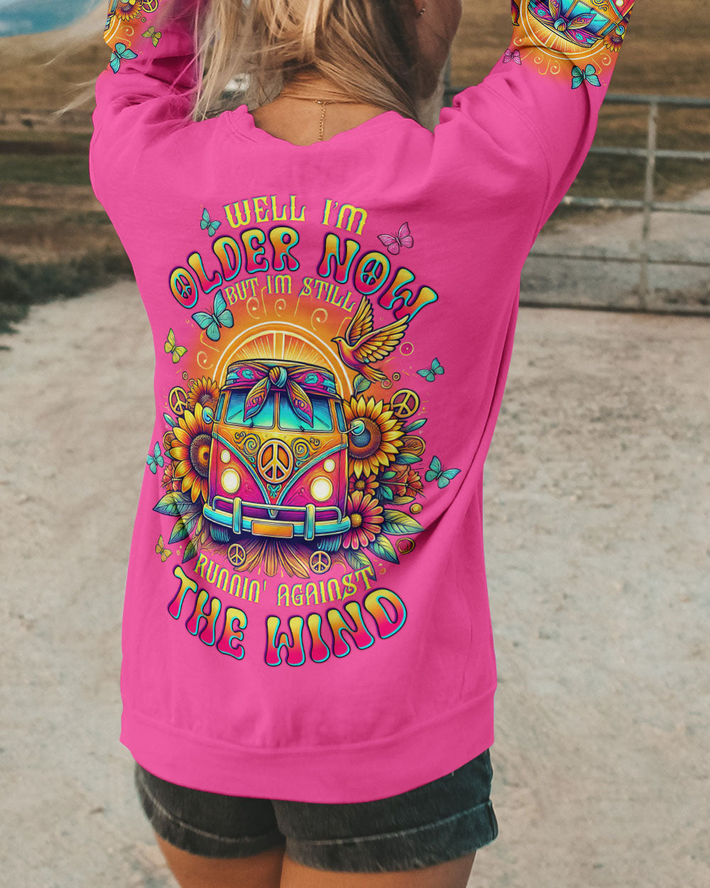 Older Now But Im Still Runnin Against the Wind Retro Van and Sunflowers AOP Shirts _3_ YW8ho