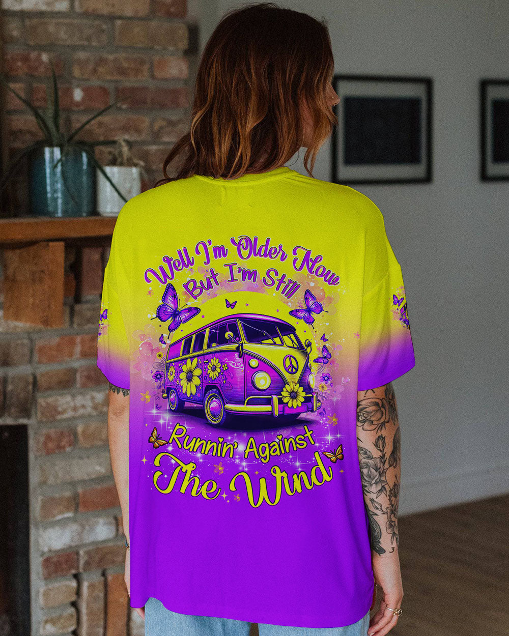 Older Now But Im Still Runnin_E2_80_99 Against the Wind Colorful Peace Bus AOP Shirts _1_ vVLaF