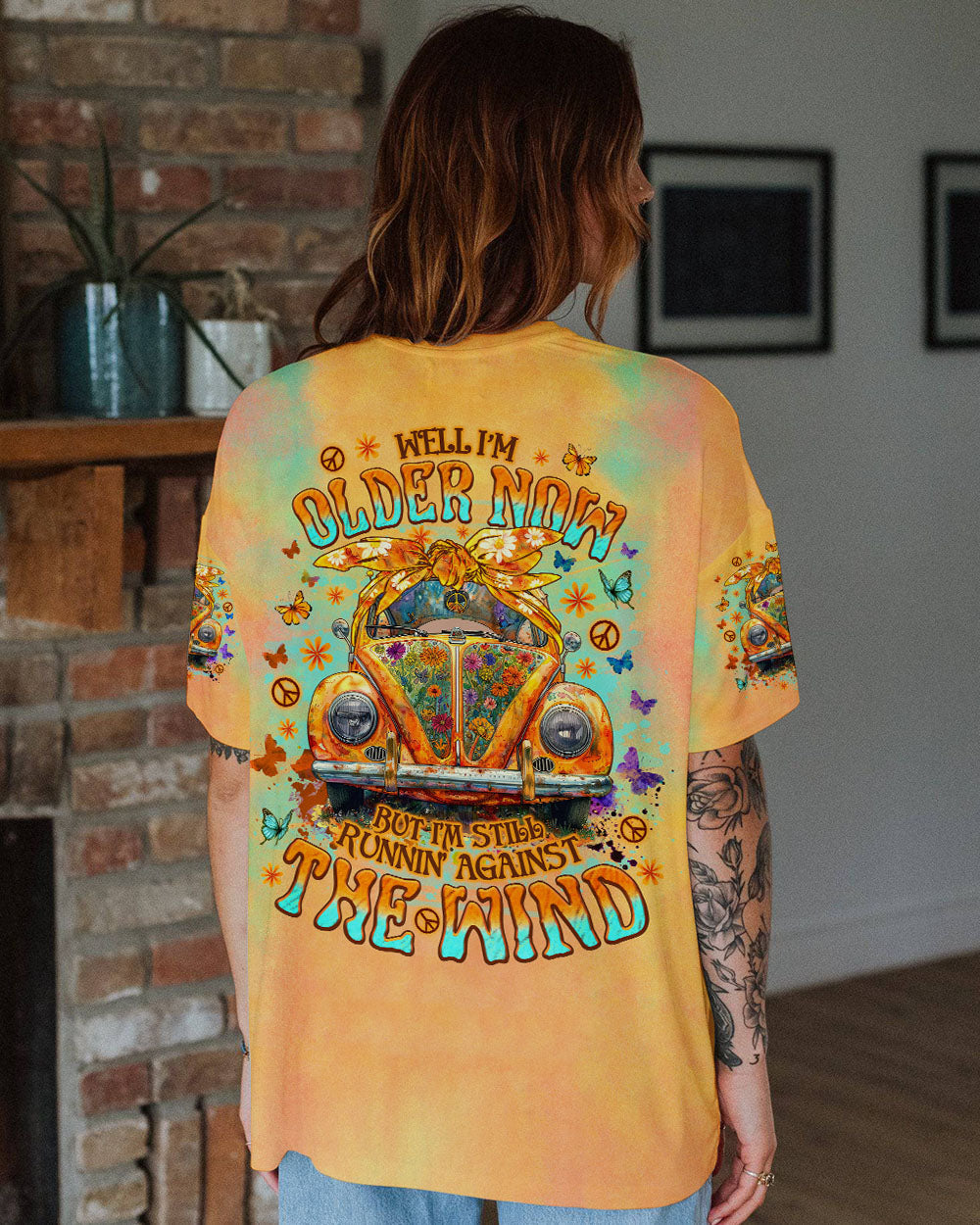 Older Now But Im Still Runnin_E2_80_99 Against the Wind Tie Dye Vintage Car AOP Shirts _11_ W39YV