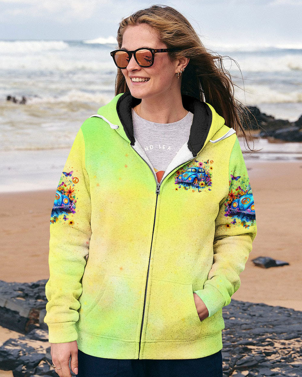 Older Now But Im Still Running Against The Wind Blue Hippie Car Floral AOP Shirts _4_ UGs5X