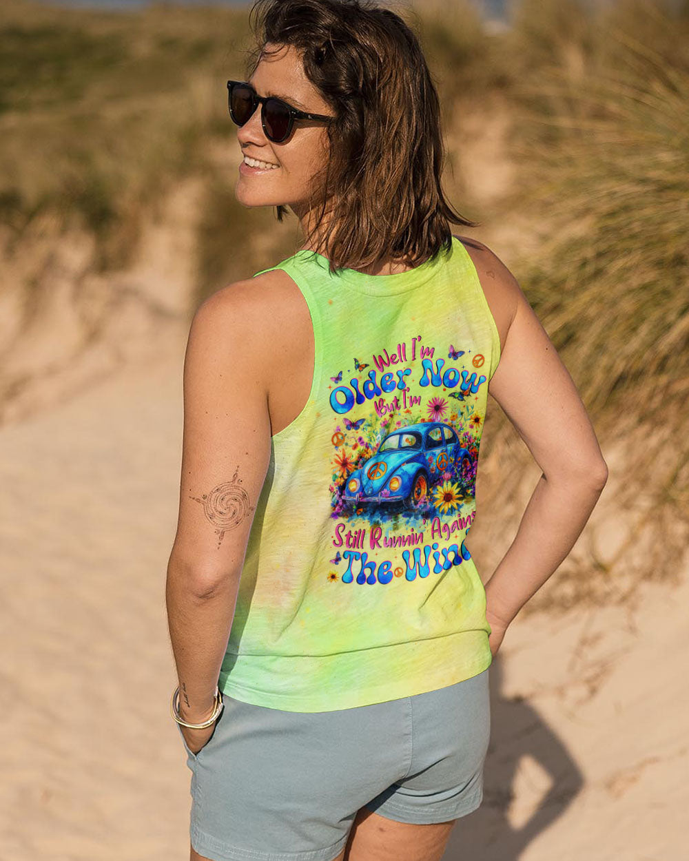 Older Now But Im Still Running Against The Wind Blue Hippie Car Floral AOP Shirts _8_ HfgBg