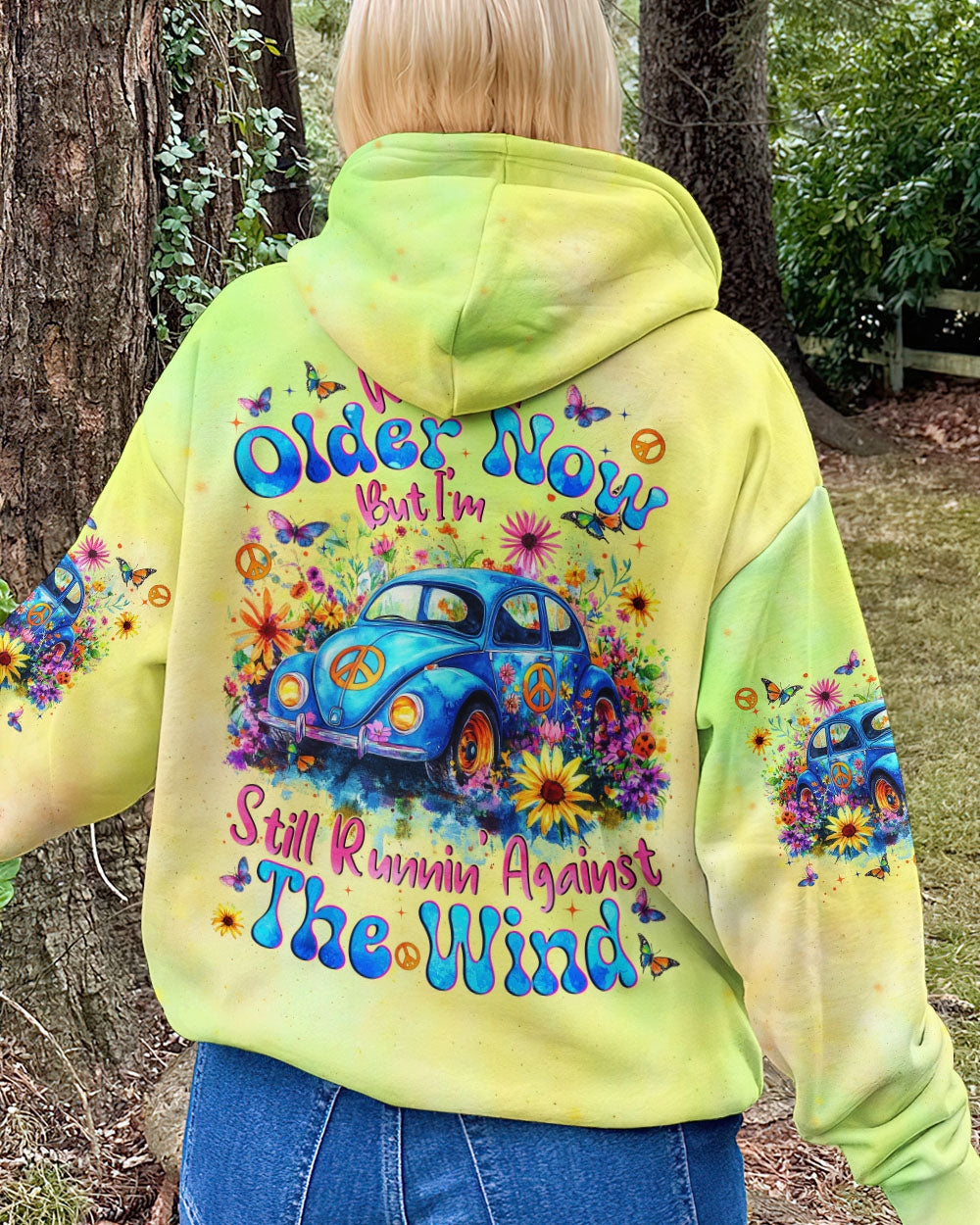 Older Now But Im Still Running Against The Wind Blue Hippie Car Floral AOP Shirts _9_ JBh9i