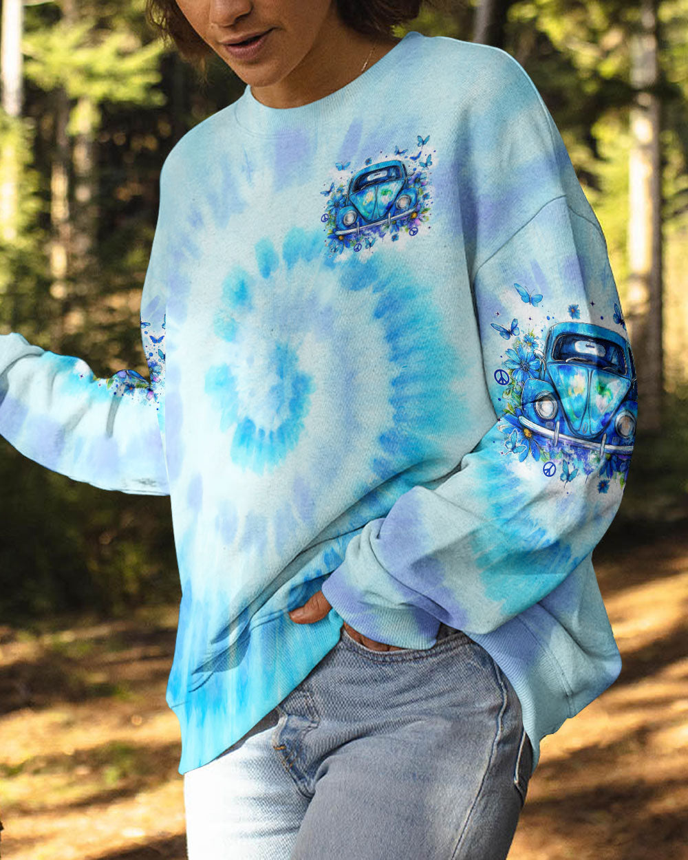 Older Now But Im Still Running Against The Wind Blue Tie Dye Retro Car AOP Shirts _2_ 0EAu1