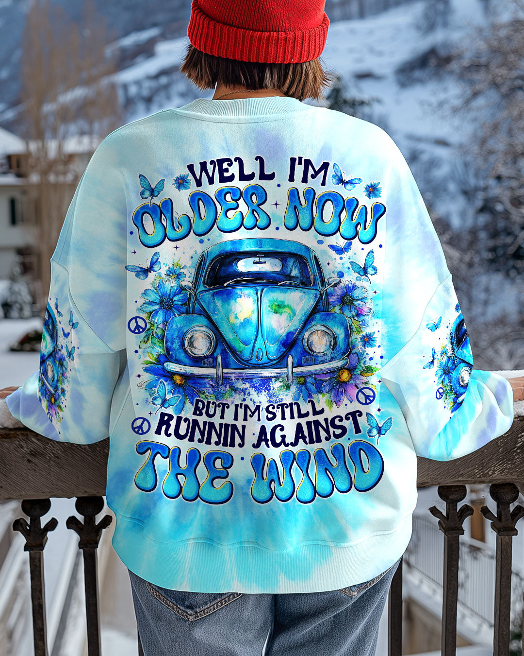 Older Now But Im Still Running Against The Wind Blue Tie Dye Retro Car AOP Shirts _3_ UUubV