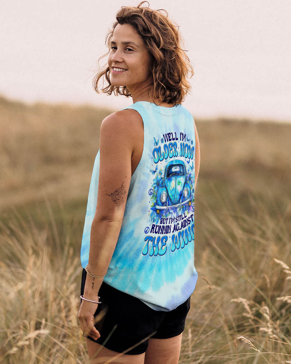 Older Now But Im Still Running Against The Wind Blue Tie Dye Retro Car AOP Shirts _7_ 4FDrz
