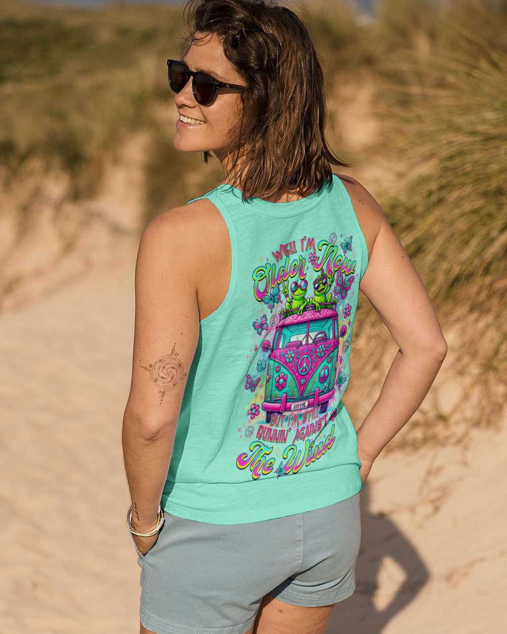Older Now But Im Still Running Against The Wind Funny Hippie Frog Van AOP Shirts _11_ JPz1I