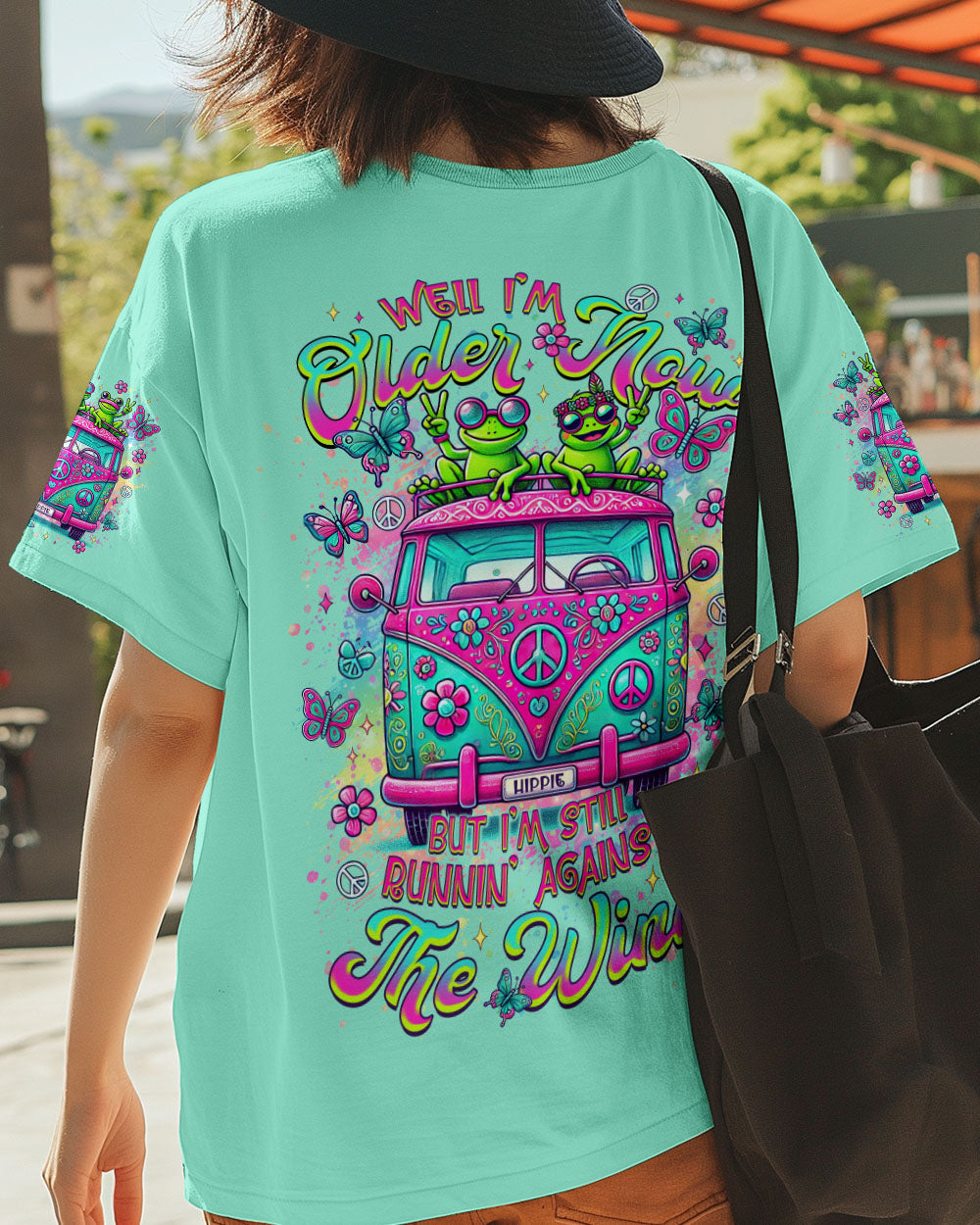 Older Now But Im Still Running Against The Wind Funny Hippie Frog Van AOP Shirts _3_ MHIWt