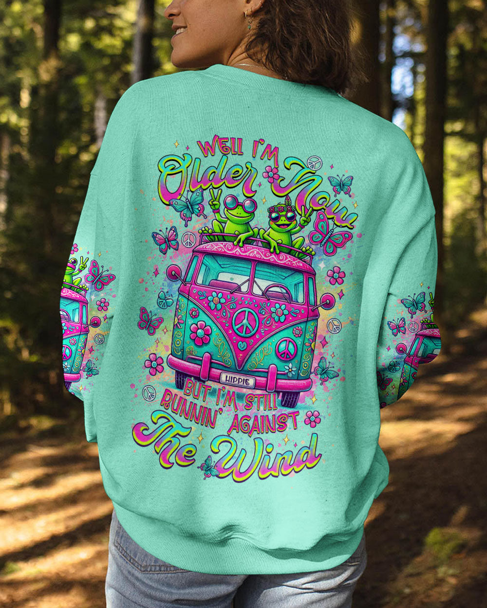 Older Now But Im Still Running Against The Wind Funny Hippie Frog Van AOP Shirts _7_ qeXD0