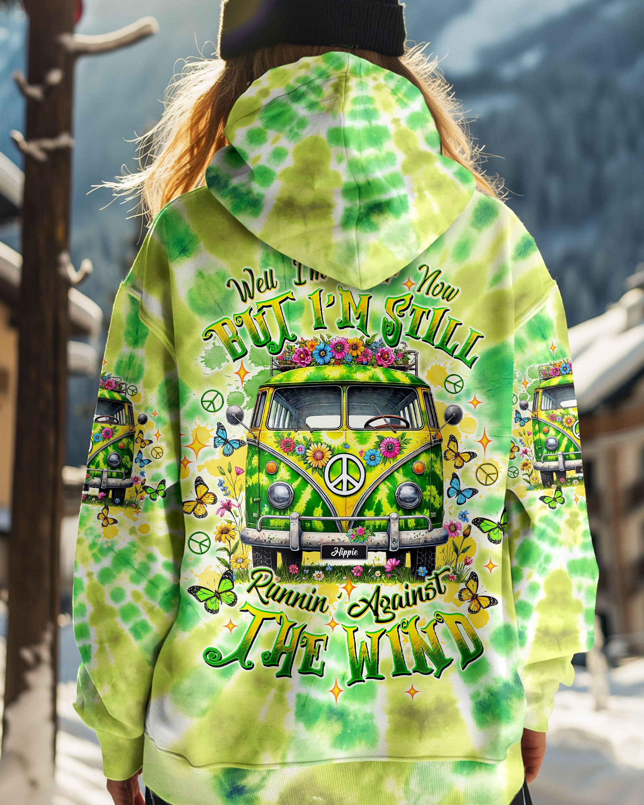 Older Now But Im Still Running Against The Wind Green Tie Dye Hippie Van AOP Shirts _5_ HBG7u