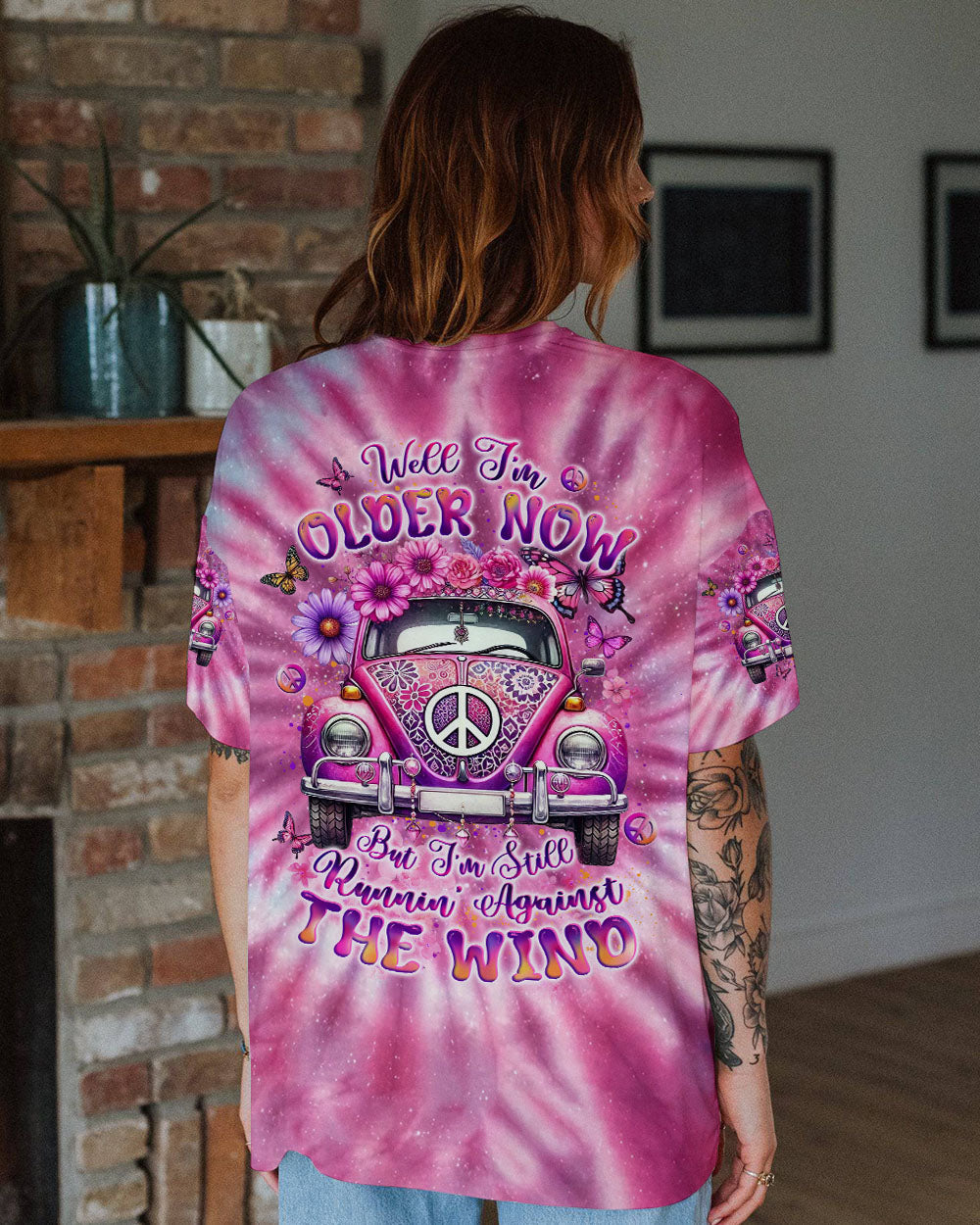 Older Now But Im Still Running Against The Wind Hippie Tie Dye Peace Car AOP Shirts _10_ ms7Ss
